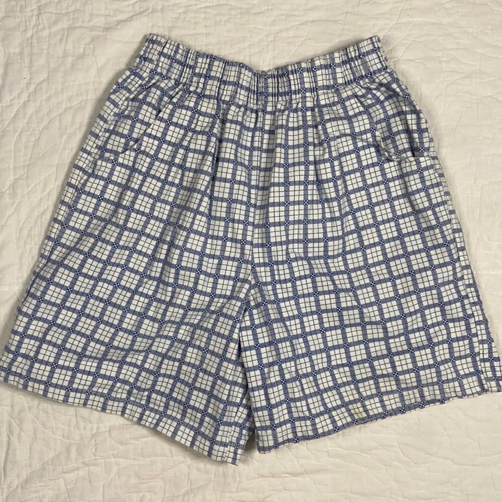 Vintage Blue and White High-Waist Women’s Shorts